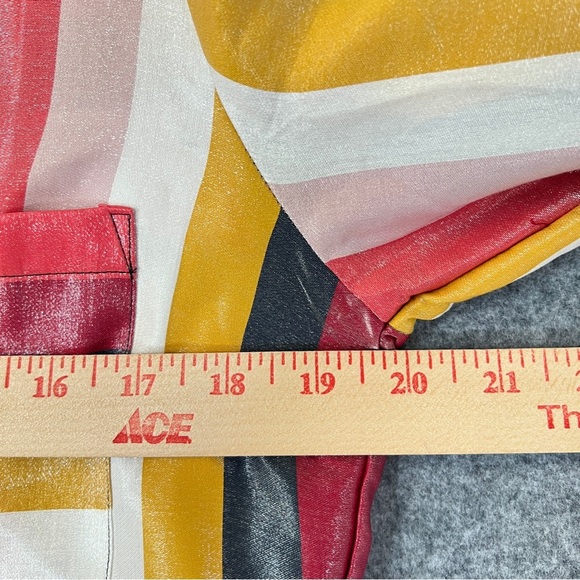 EXPRESS Portofino Striped Shimmer Button Up Blouse Vneck Collar Size Medium NWT - Picture 8 of 12